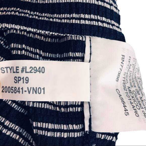 Madewell Texture & Thread Navy Stripe Peasant Top - Picture 11 of 13